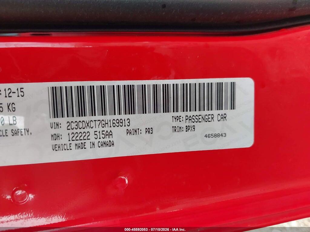 2C3CDXCT7GH169913 2016 DODGE CHARGER photo no. 9
