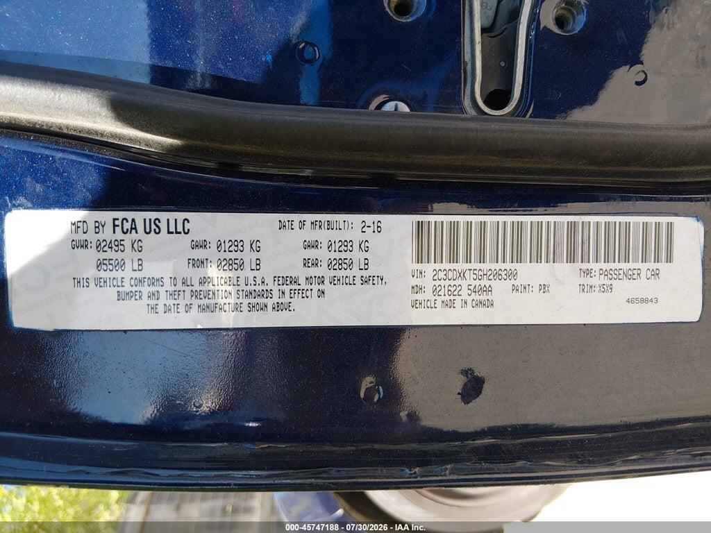 2C3CDXKT5GH206300 2016 DODGE CHARGER photo no. 9