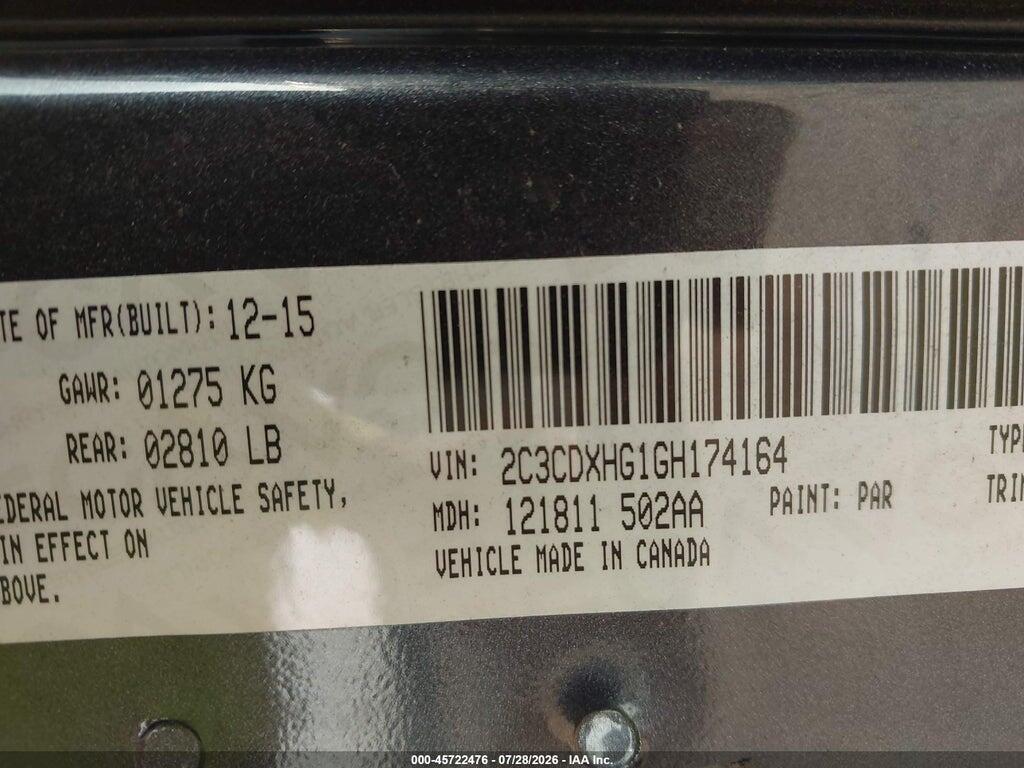2C3CDXHG1GH174164 2016 DODGE CHARGER photo no. 9