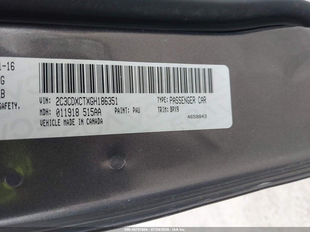 2C3CDXCTXGH186351 2016 DODGE CHARGER photo no. 9