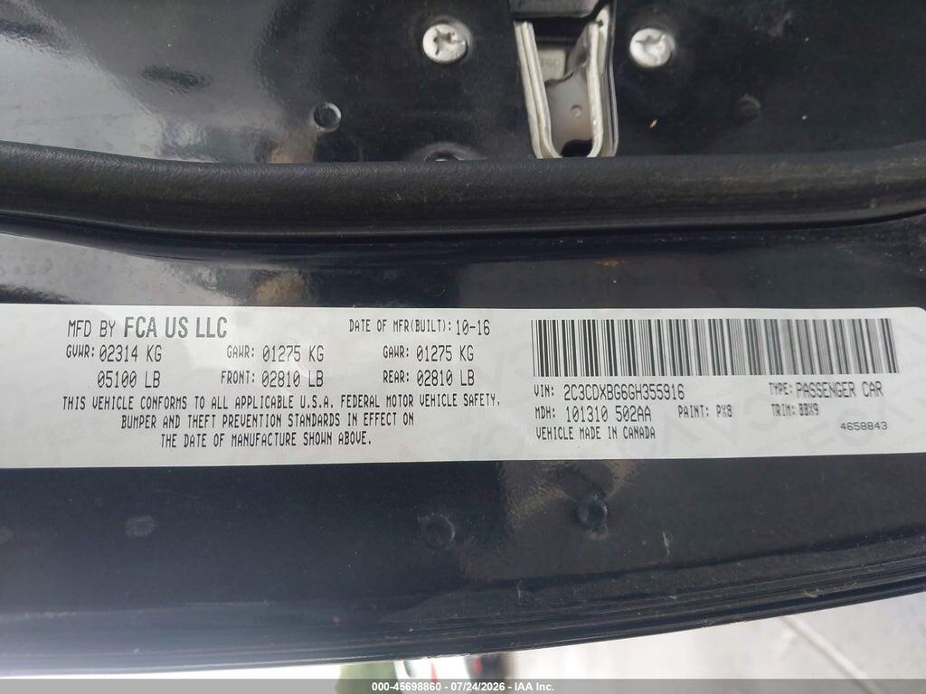 2C3CDXBG6GH355916 2016 DODGE CHARGER photo no. 9
