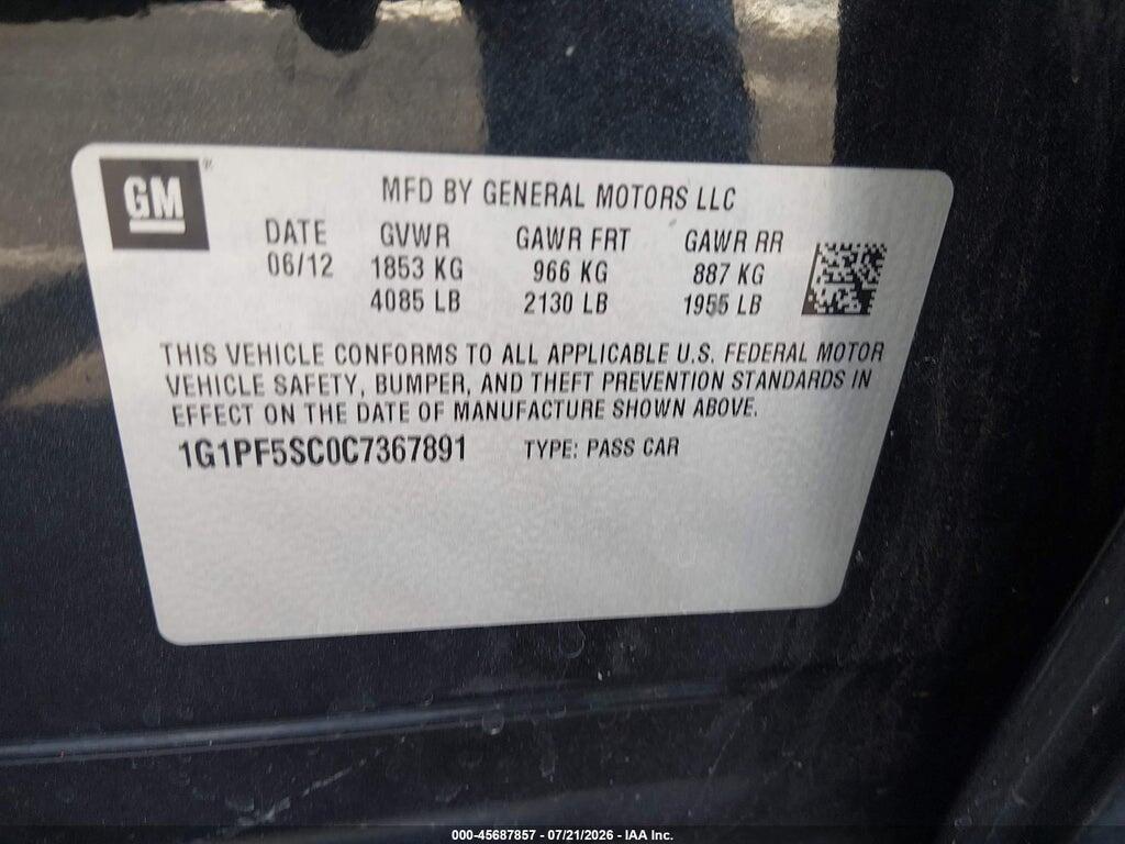 1G1PF5SC0C7367891 2012 CHEVROLET CRUZE photo no. 9