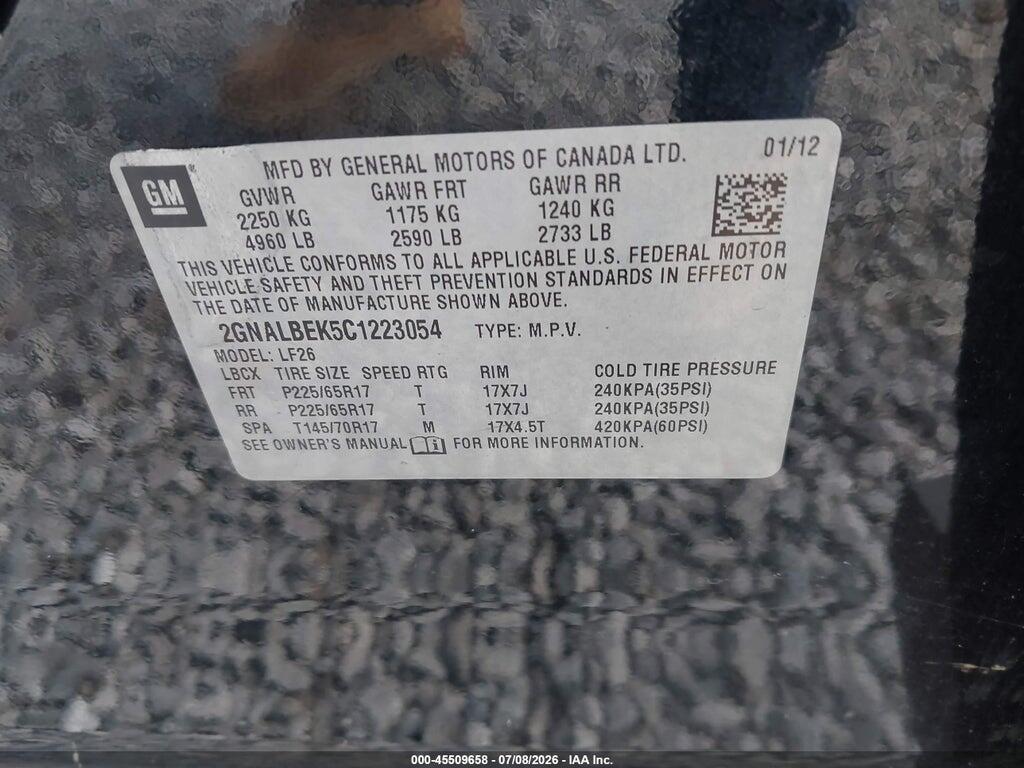 2GNALBEK5C1223054 2012 CHEVROLET EQUINOX photo no. 9