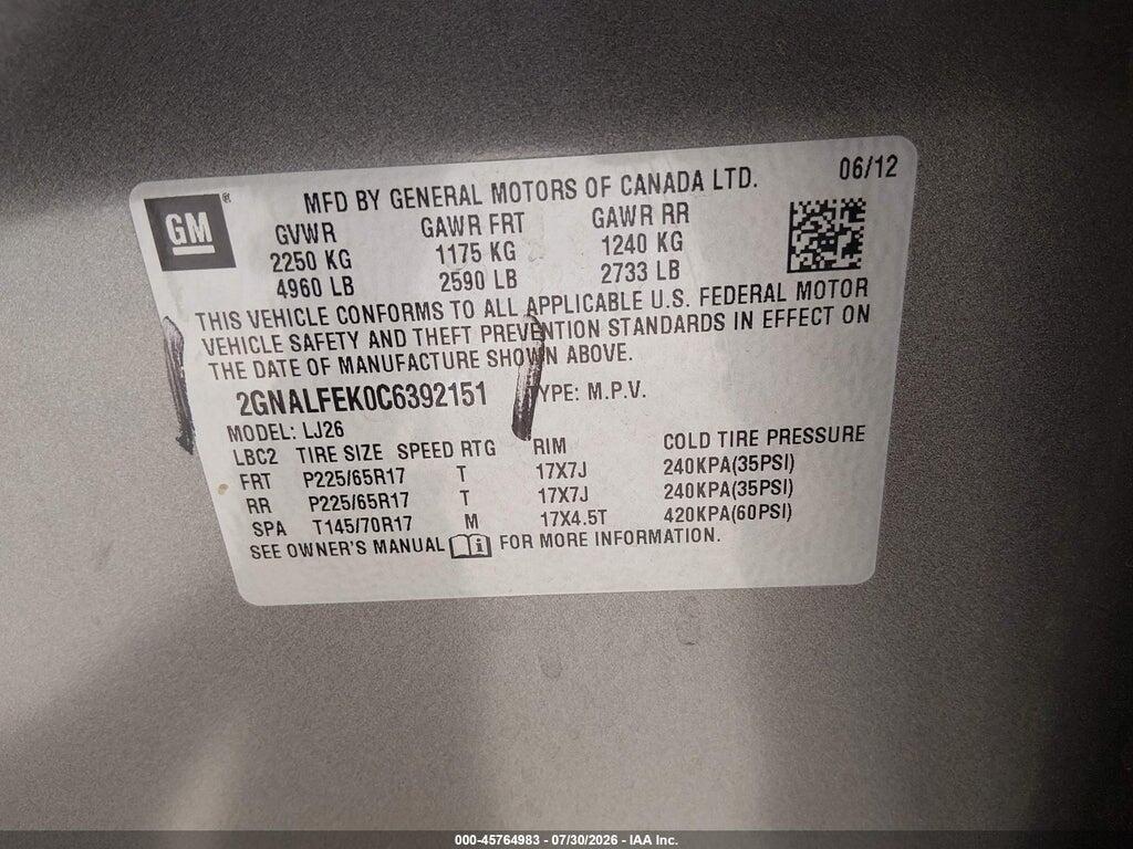 2GNALFEK0C6392151 2012 CHEVROLET EQUINOX photo no. 9