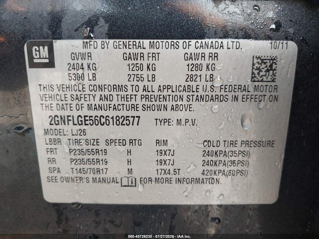 2GNFLGE56C6182577 2012 CHEVROLET EQUINOX photo no. 9