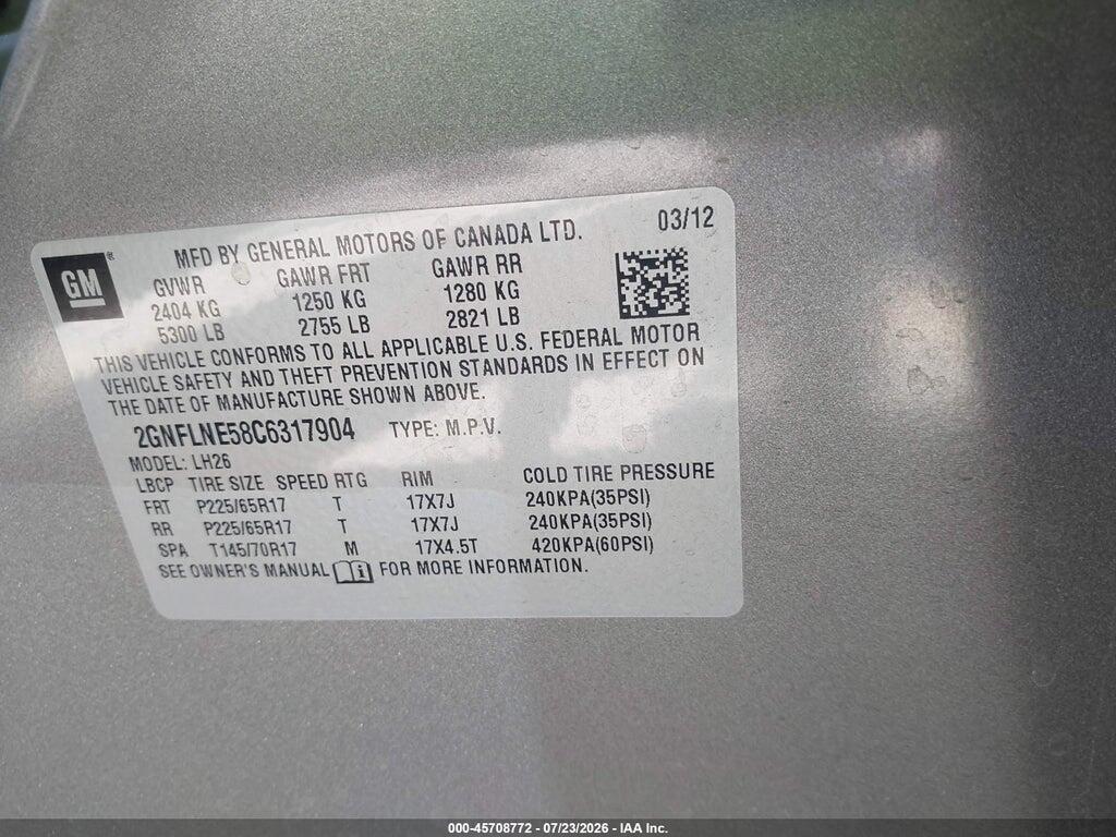 2GNFLNE58C6317904 2012 CHEVROLET EQUINOX photo no. 9