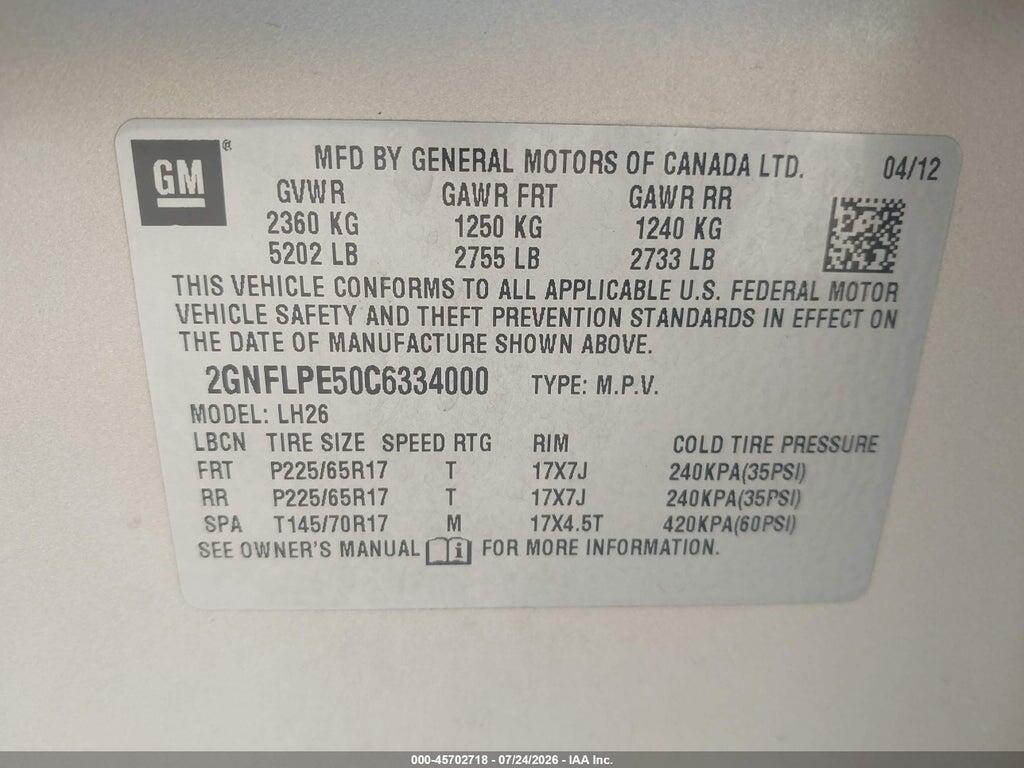 2GNFLPE50C6334000 2012 CHEVROLET EQUINOX photo no. 9