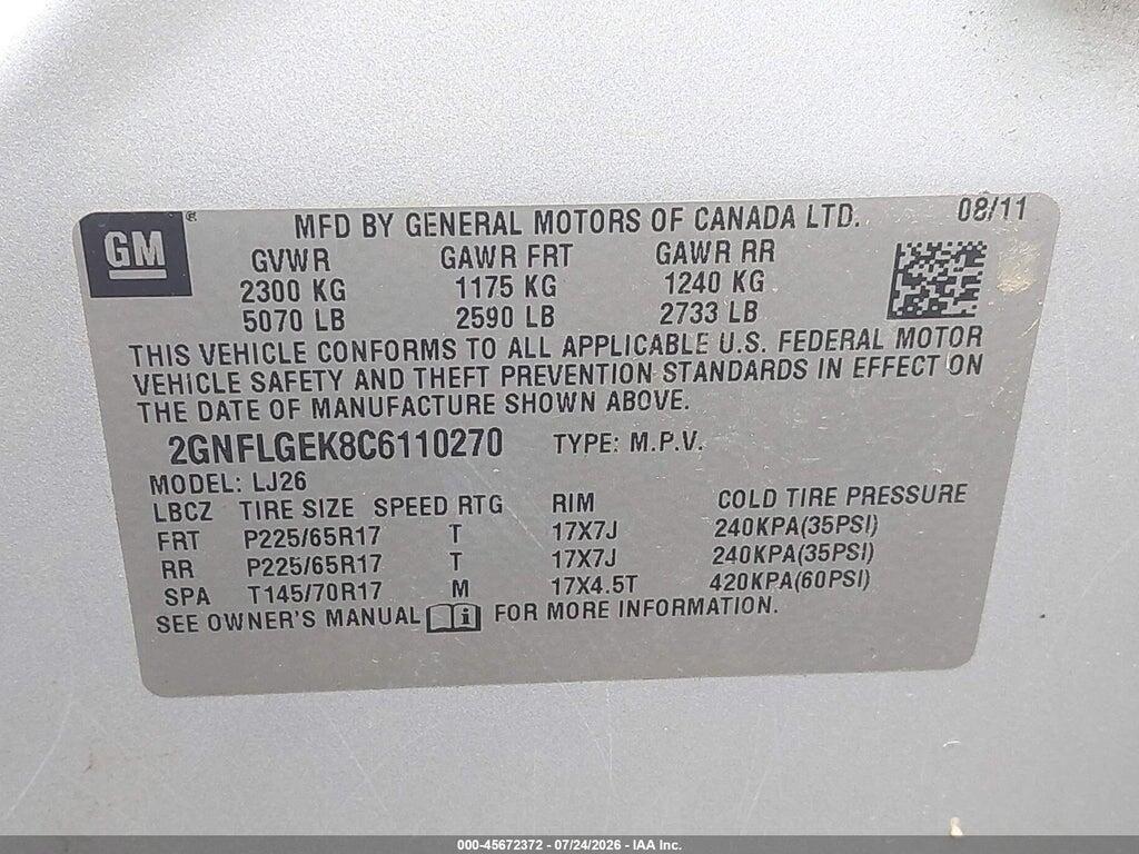 2GNFLGEK8C6110270 2012 CHEVROLET EQUINOX photo no. 9