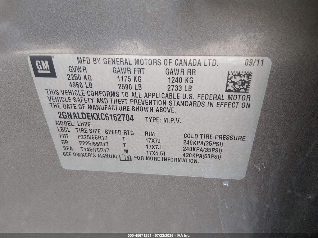2GNALDEKXC6162704 2012 CHEVROLET EQUINOX photo no. 9