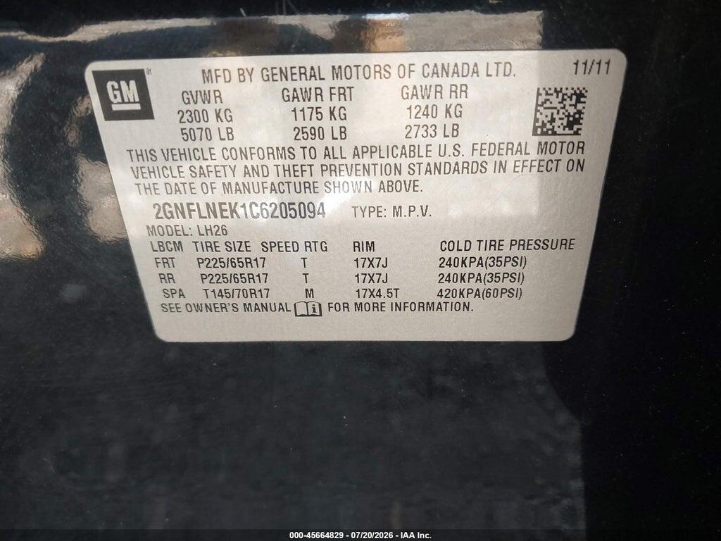 2GNFLNEK1C6205094 2012 CHEVROLET EQUINOX photo no. 9