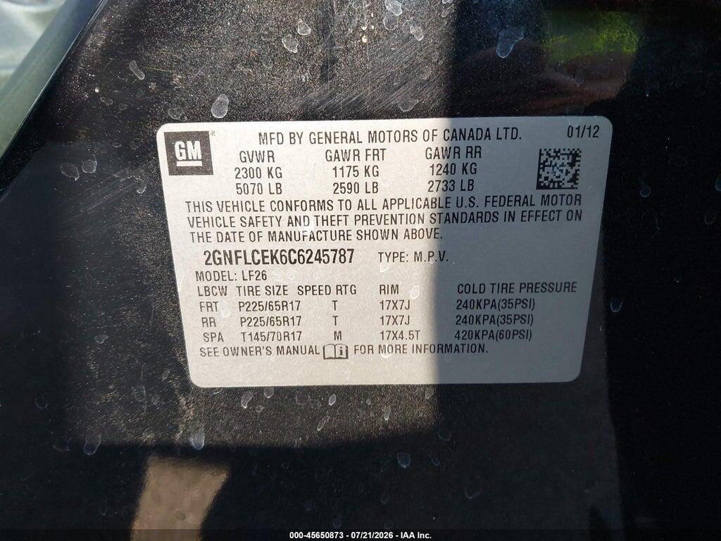 2GNFLCEK6C6245787 2012 CHEVROLET EQUINOX photo no. 9