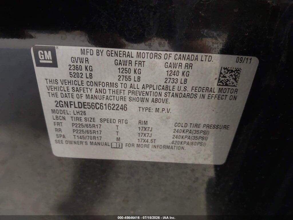 2GNFLDE56C6162246 2012 CHEVROLET EQUINOX photo no. 9