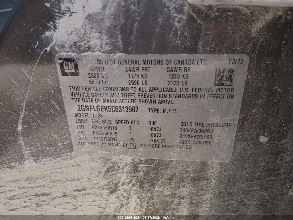 2GNFLGEK5C6313987 2012 CHEVROLET EQUINOX photo no. 9