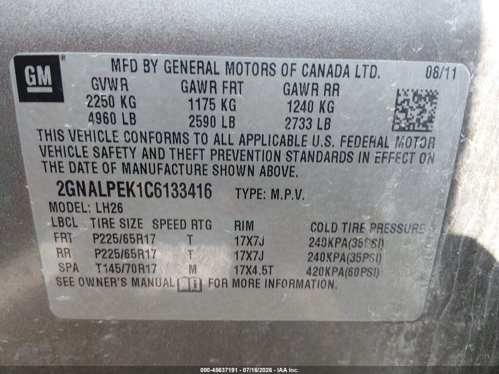 2GNALPEK1C6133416 2012 CHEVROLET EQUINOX photo no. 9