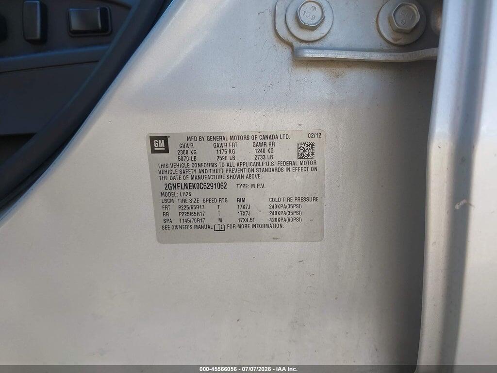 2GNFLNEK0C6291062 2012 CHEVROLET EQUINOX photo no. 9