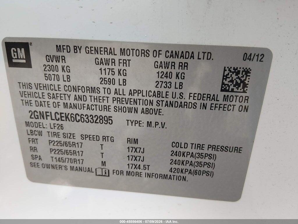 2GNFLCEK6C6332895 2012 CHEVROLET EQUINOX photo no. 6
