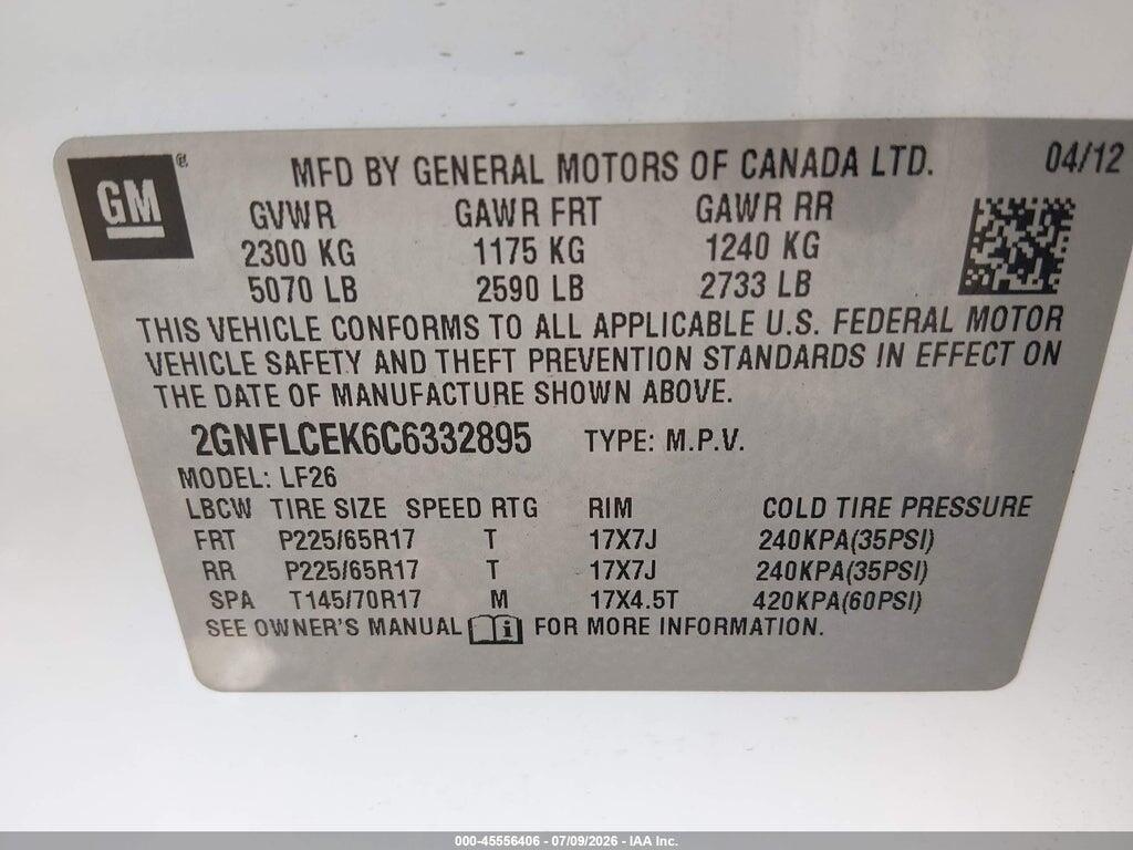2GNFLCEK6C6332895 2012 CHEVROLET EQUINOX photo no. 9