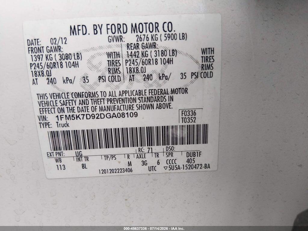 1FM5K7D92DGA08109 2013 FORD EXPLORER photo no. 9