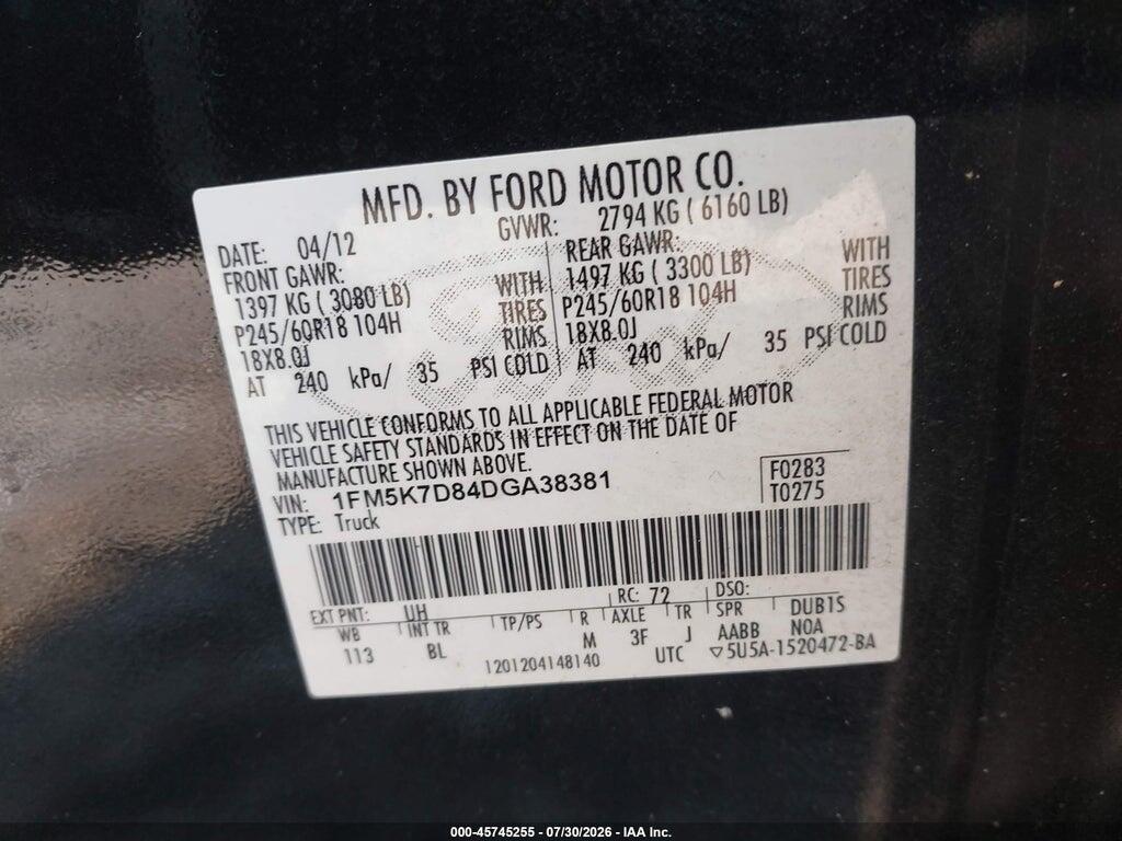 1FM5K7D84DGA38381 2013 FORD EXPLORER photo no. 9