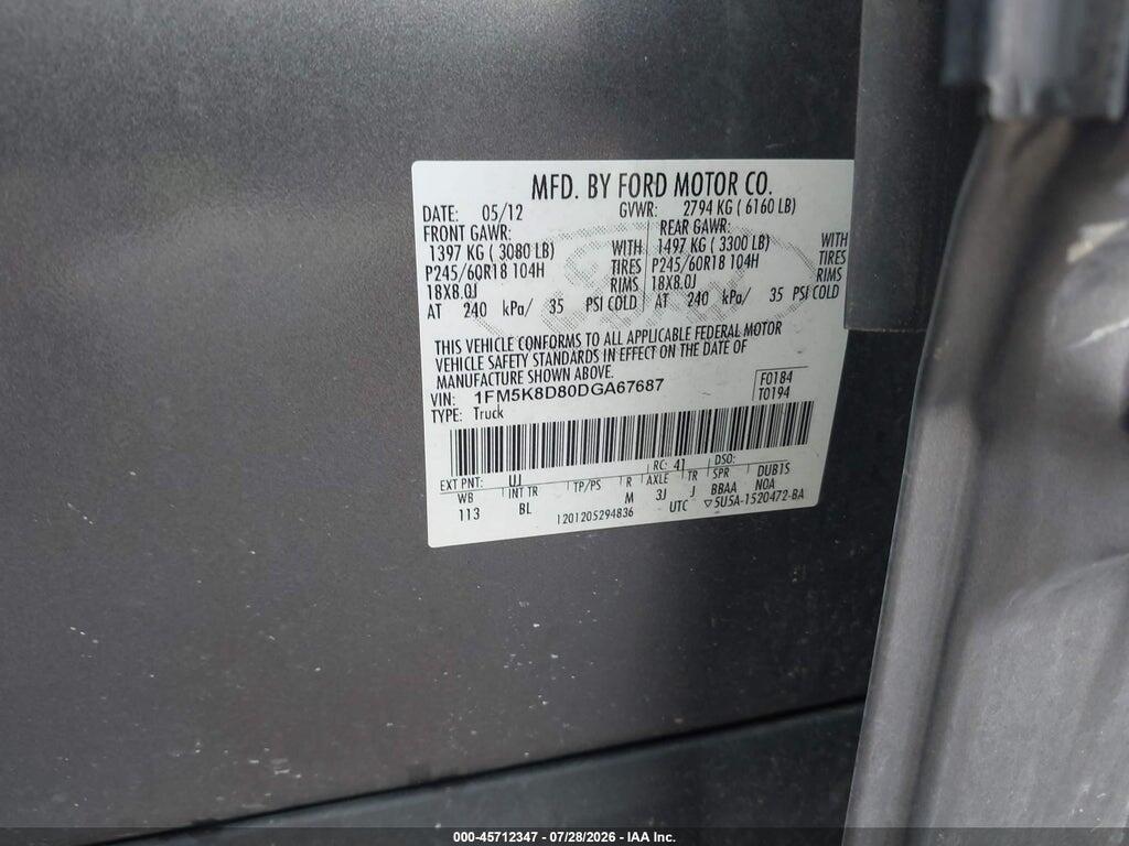 1FM5K8D80DGA67687 2013 FORD EXPLORER photo no. 9
