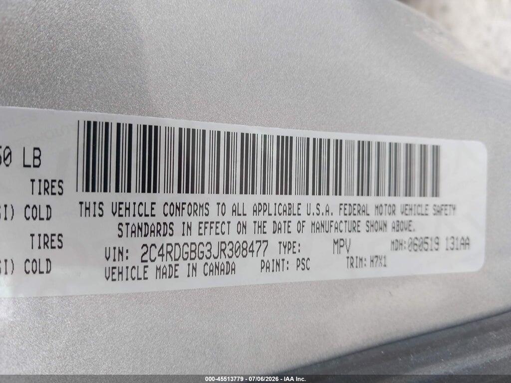 2C4RDGBG3JR308477 2018 DODGE GRAND CARAVAN photo no. 9