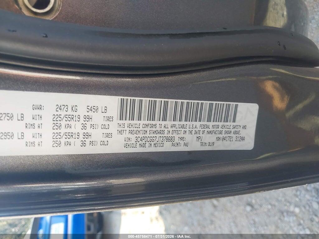 3C4PDCGG7JT378683 2018 DODGE JOURNEY photo no. 9