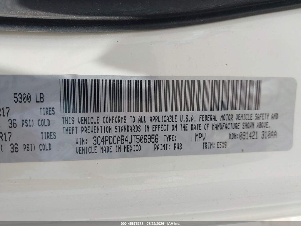 3C4PDCAB4JT506956 2018 DODGE JOURNEY photo no. 9