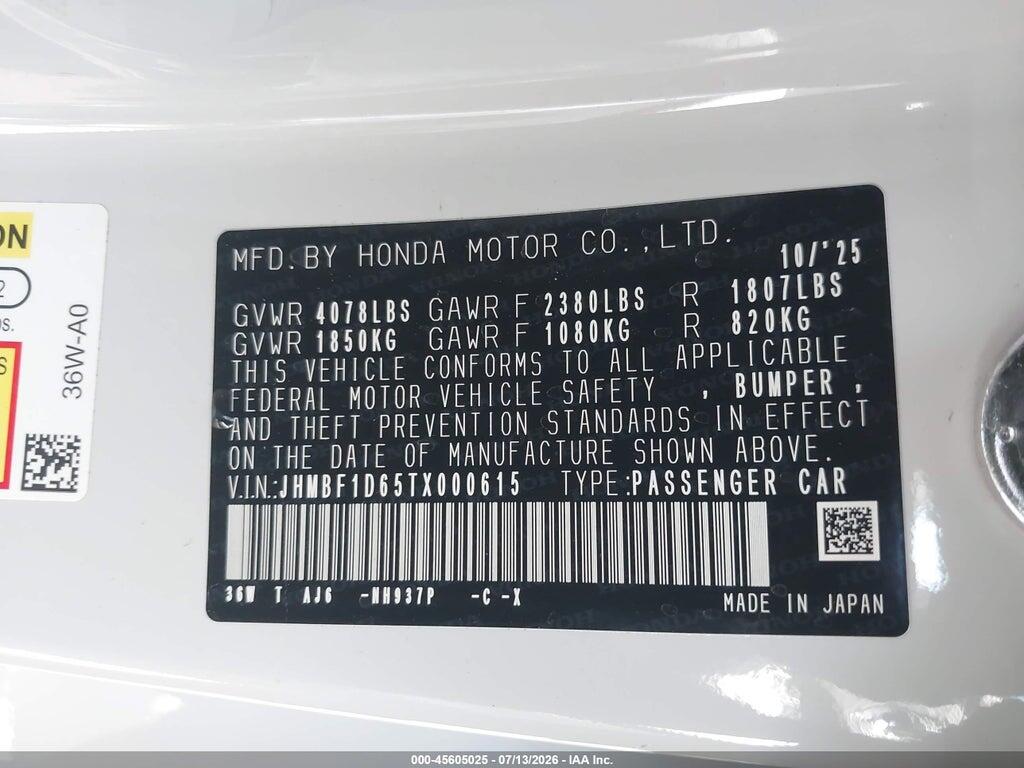 JHMBF1D65TX000615 2026 HONDA PRELUDE photo no. 9
