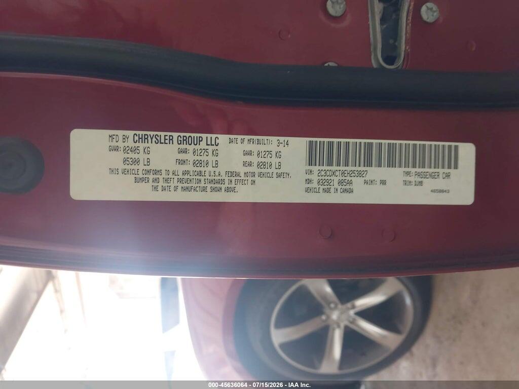 2C3CDXCT0EH253827 2014 DODGE CHARGER photo no. 9