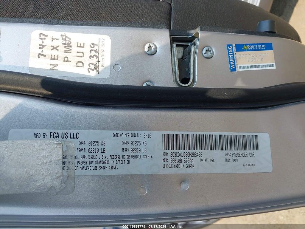 2C3CDXJG9GH286432 2016 DODGE CHARGER photo no. 9