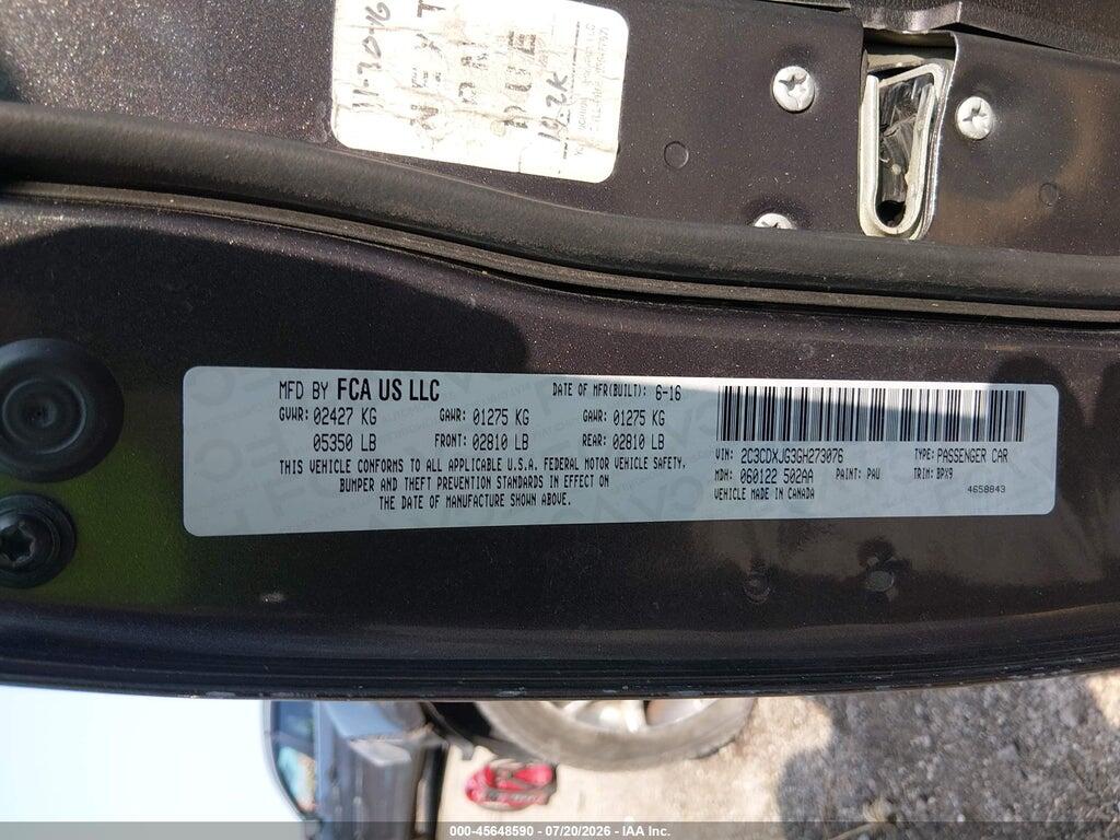 2C3CDXJG3GH273076 2016 DODGE CHARGER photo no. 9