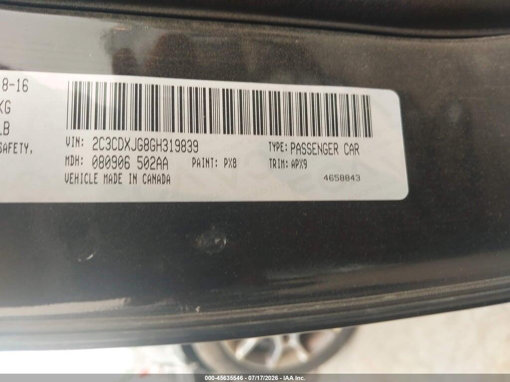 2C3CDXJG8GH319839 2016 DODGE CHARGER photo no. 9