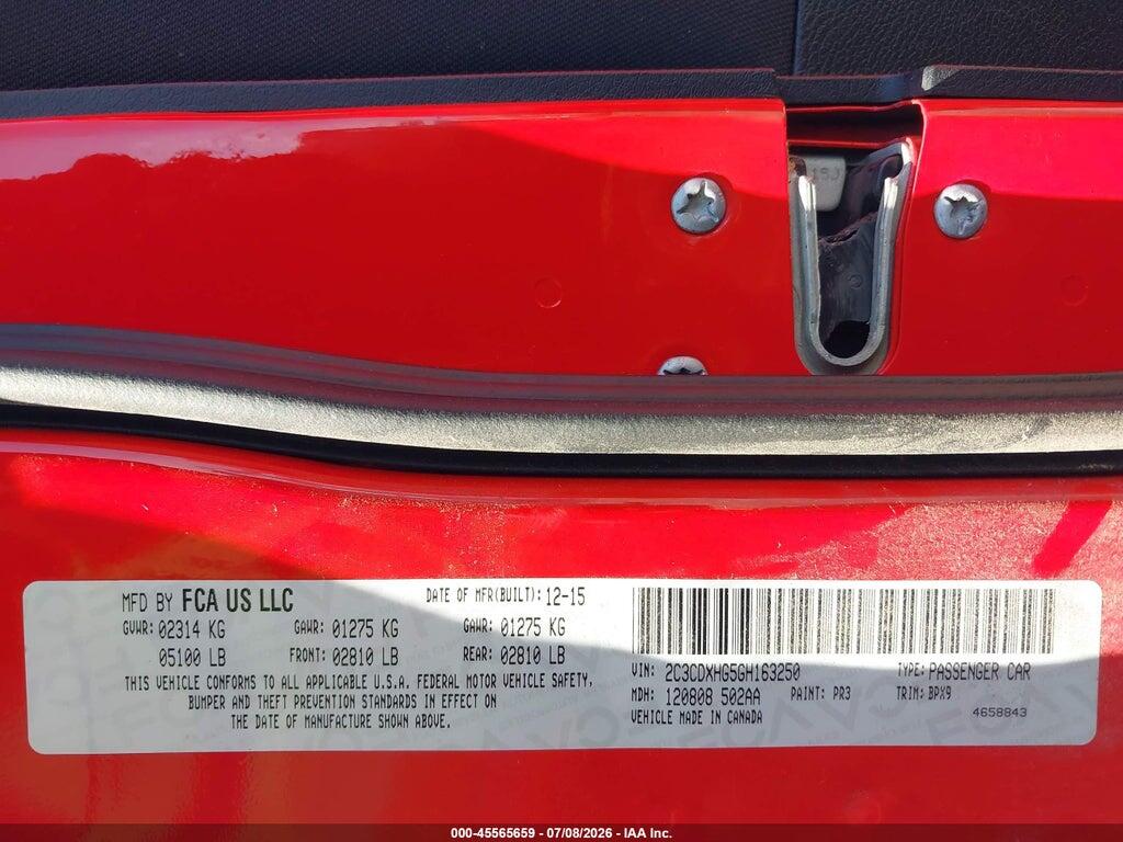 2C3CDXHG5GH163250 2016 DODGE CHARGER photo no. 9