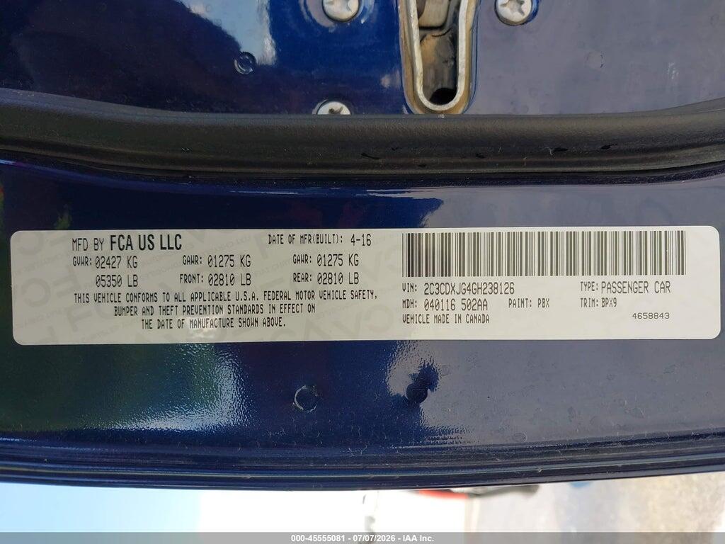 2C3CDXJG4GH238126 2016 DODGE CHARGER photo no. 9