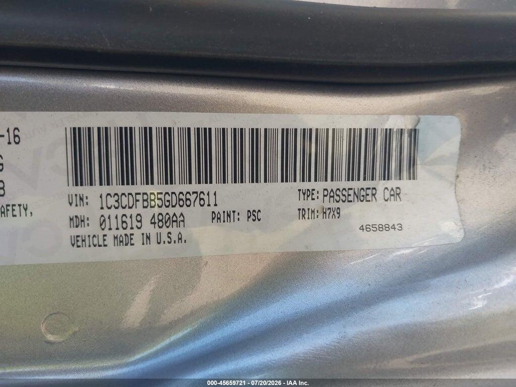 1C3CDFBB5GD667611 2016 DODGE DART photo no. 9