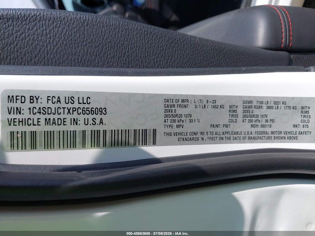1C4SDJCTXPC656093 2023 DODGE DURANGO photo no. 9