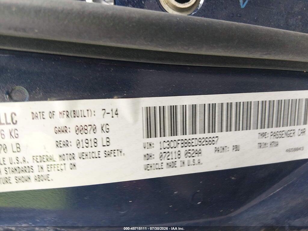 1C3CDFBB6ED926667 2014 DODGE DART photo no. 9