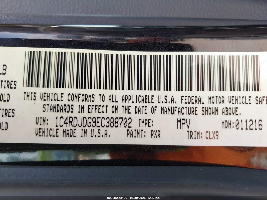 1C4RDJDG9EC388702 2014 DODGE DURANGO photo no. 9