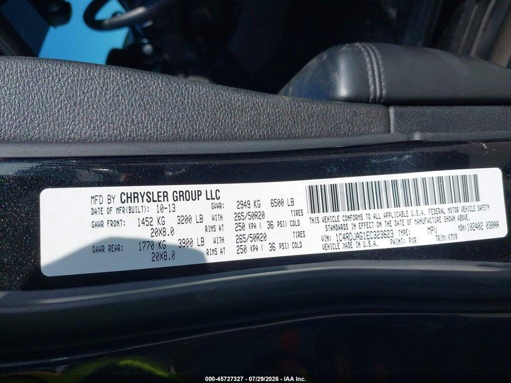 1C4RDJAG1EC323623 2014 DODGE DURANGO photo no. 9