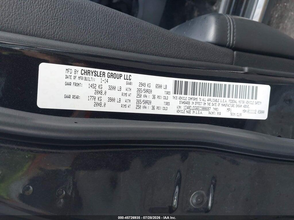 1C4RDJDG6EC388687 2014 DODGE DURANGO photo no. 9