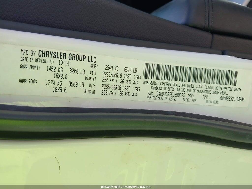1C4RDHDG7EC598675 2014 DODGE DURANGO photo no. 9