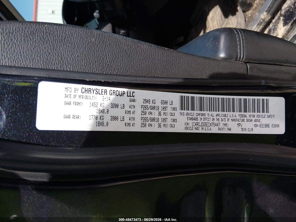1C4RDJDG5EC475447 2014 DODGE DURANGO photo no. 9