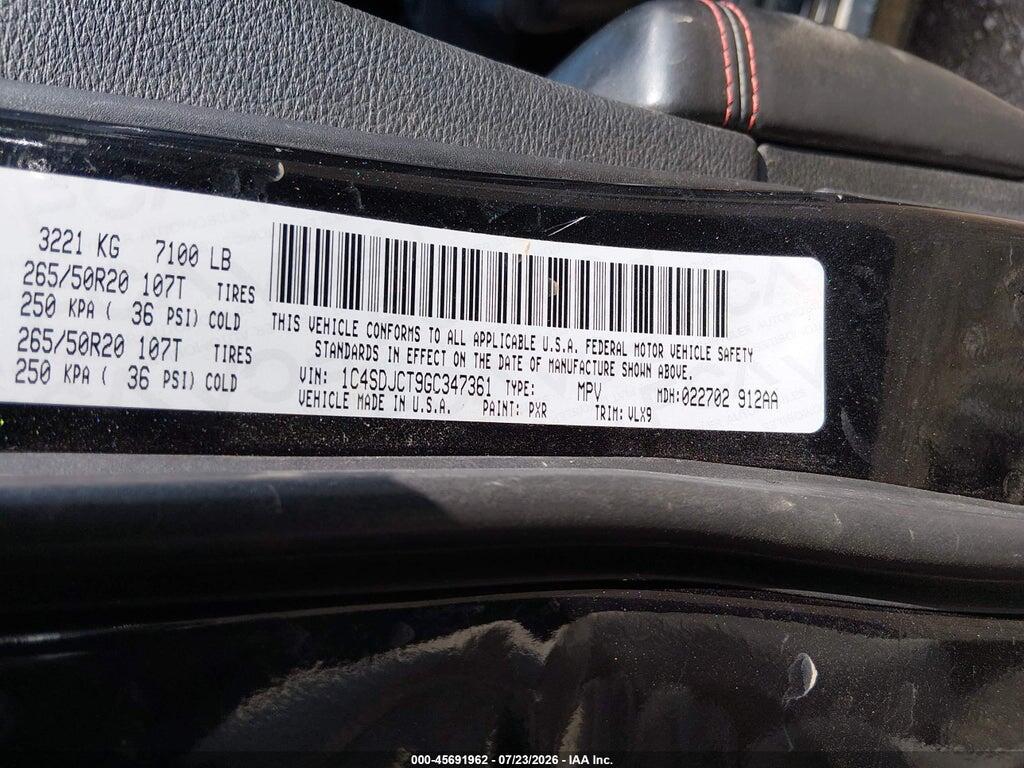 1C4SDJCT9GC347361 2016 DODGE DURANGO photo no. 9