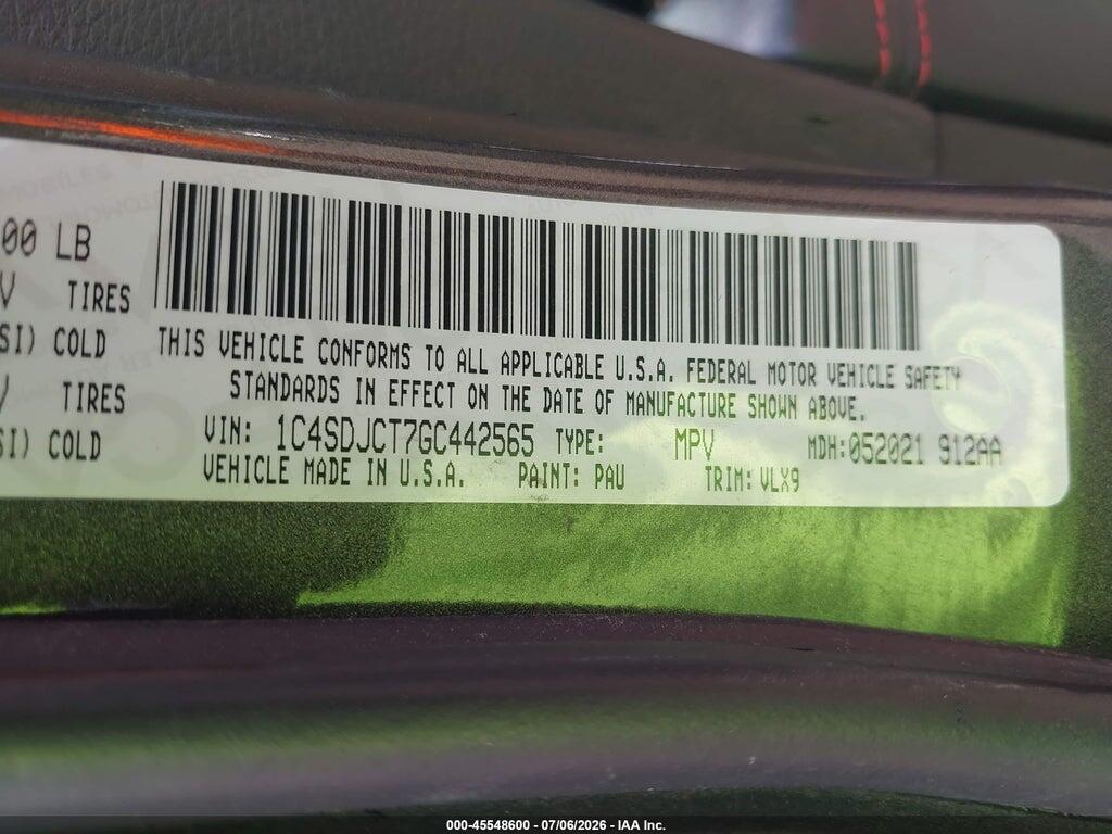 1C4SDJCT7GC442565 2016 DODGE DURANGO photo no. 9
