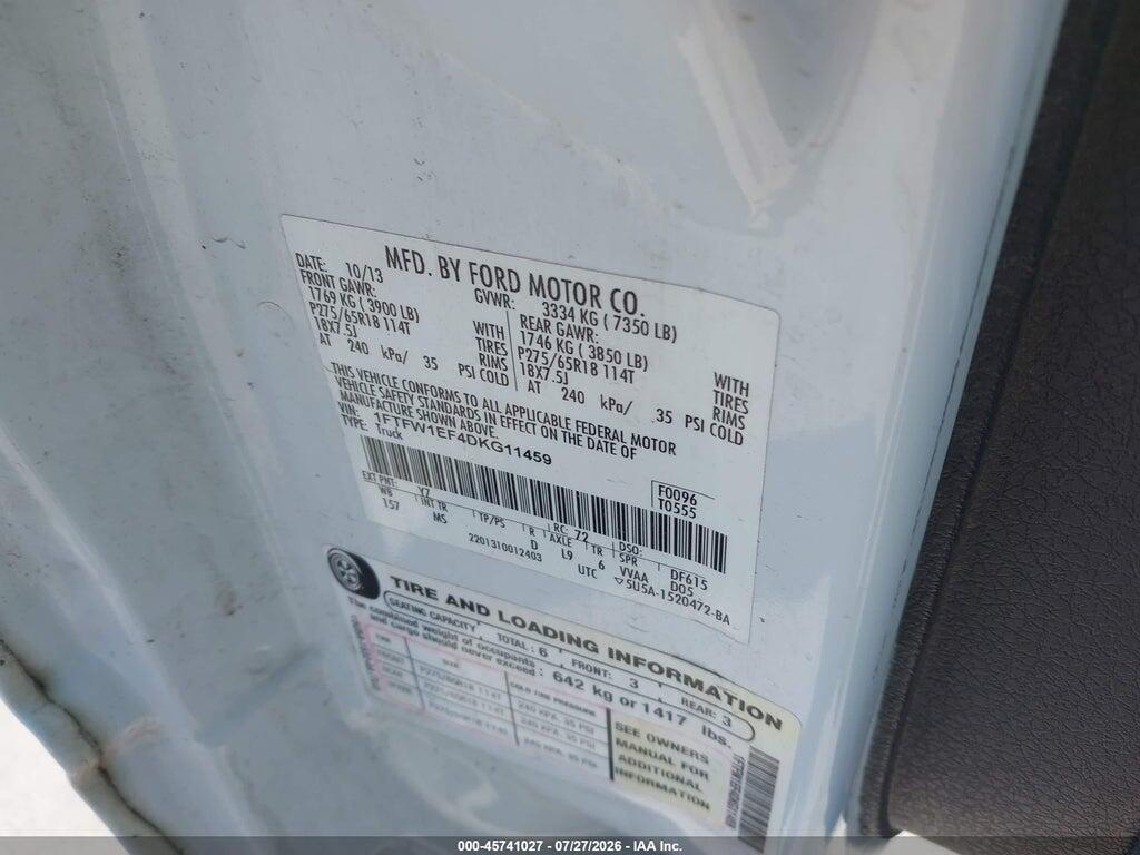 1FTFW1EF4DKG11459 2013 FORD F-150 photo no. 9