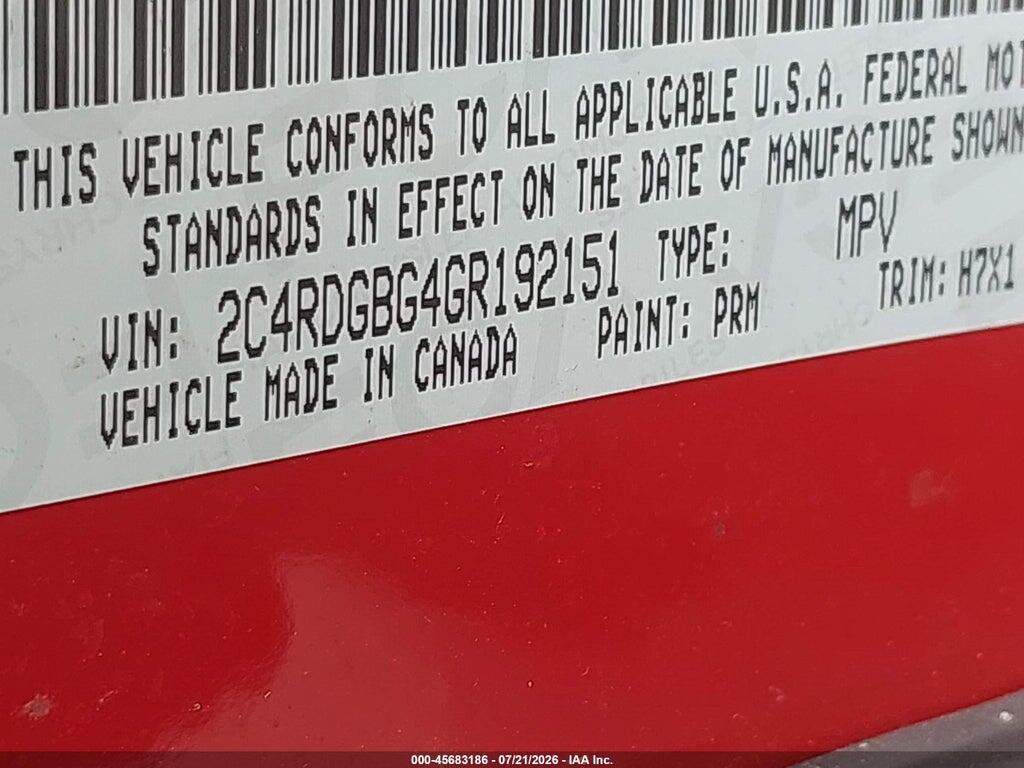 2C4RDGBG4GR192151 2016 DODGE GRAND CARAVAN photo no. 9