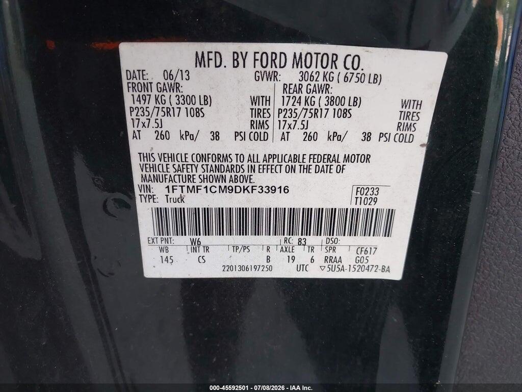 1FTMF1CM9DKF33916 2013 FORD F-150 photo no. 9