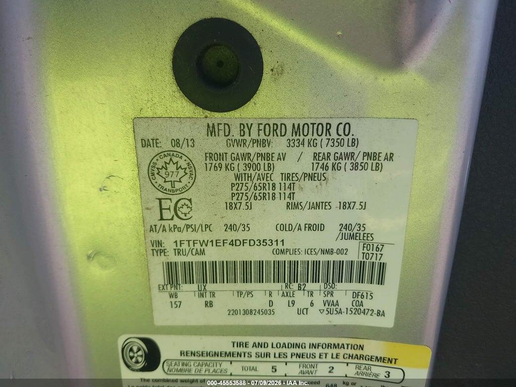 1FTFW1EF4DFD35311 2013 FORD F-150 photo no. 9