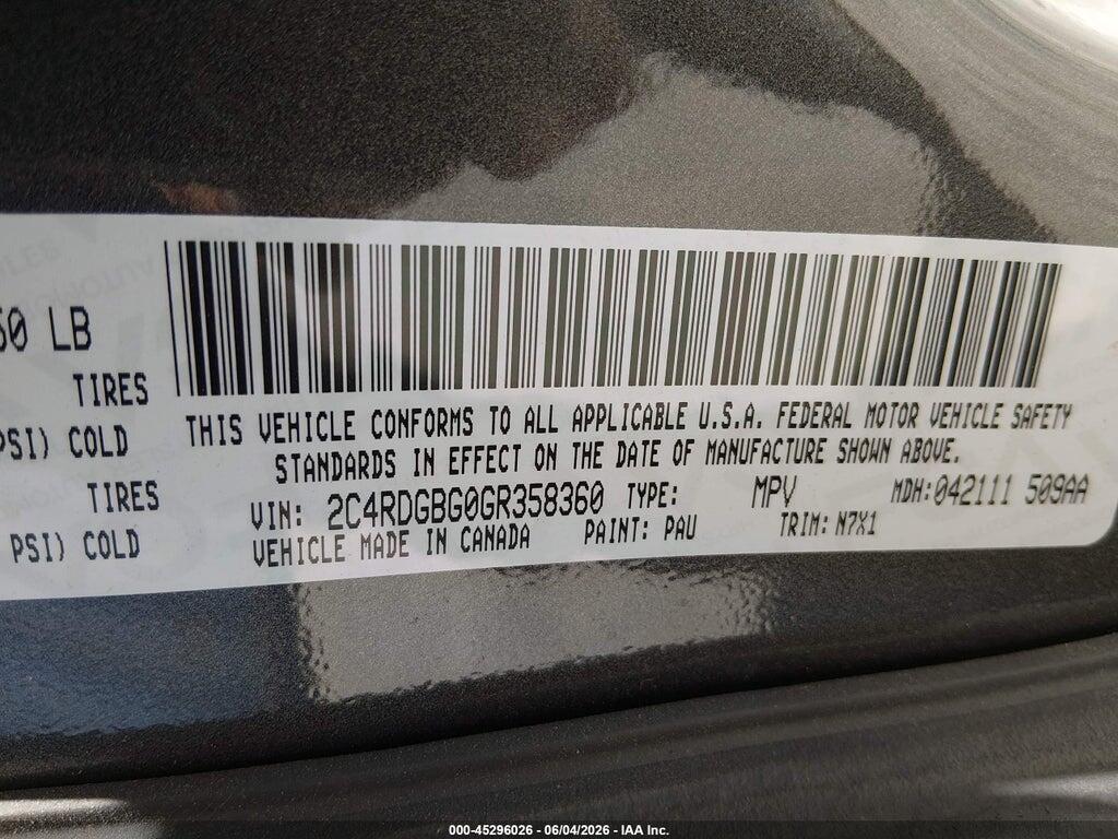 2C4RDGBG0GR358360 2016 DODGE GRAND CARAVAN photo no. 9