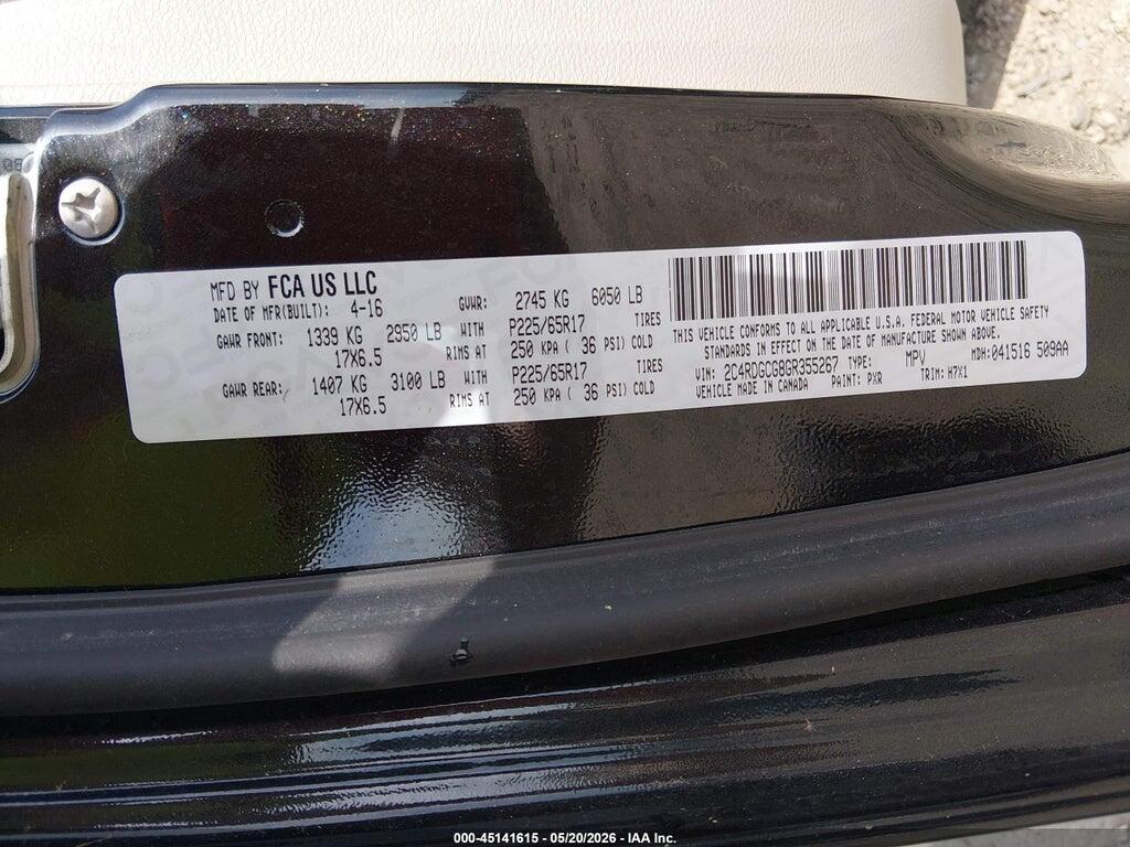 2C4RDGCG8GR355267 2016 DODGE GRAND CARAVAN photo no. 9